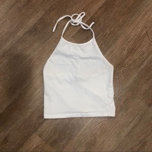White halter crop top